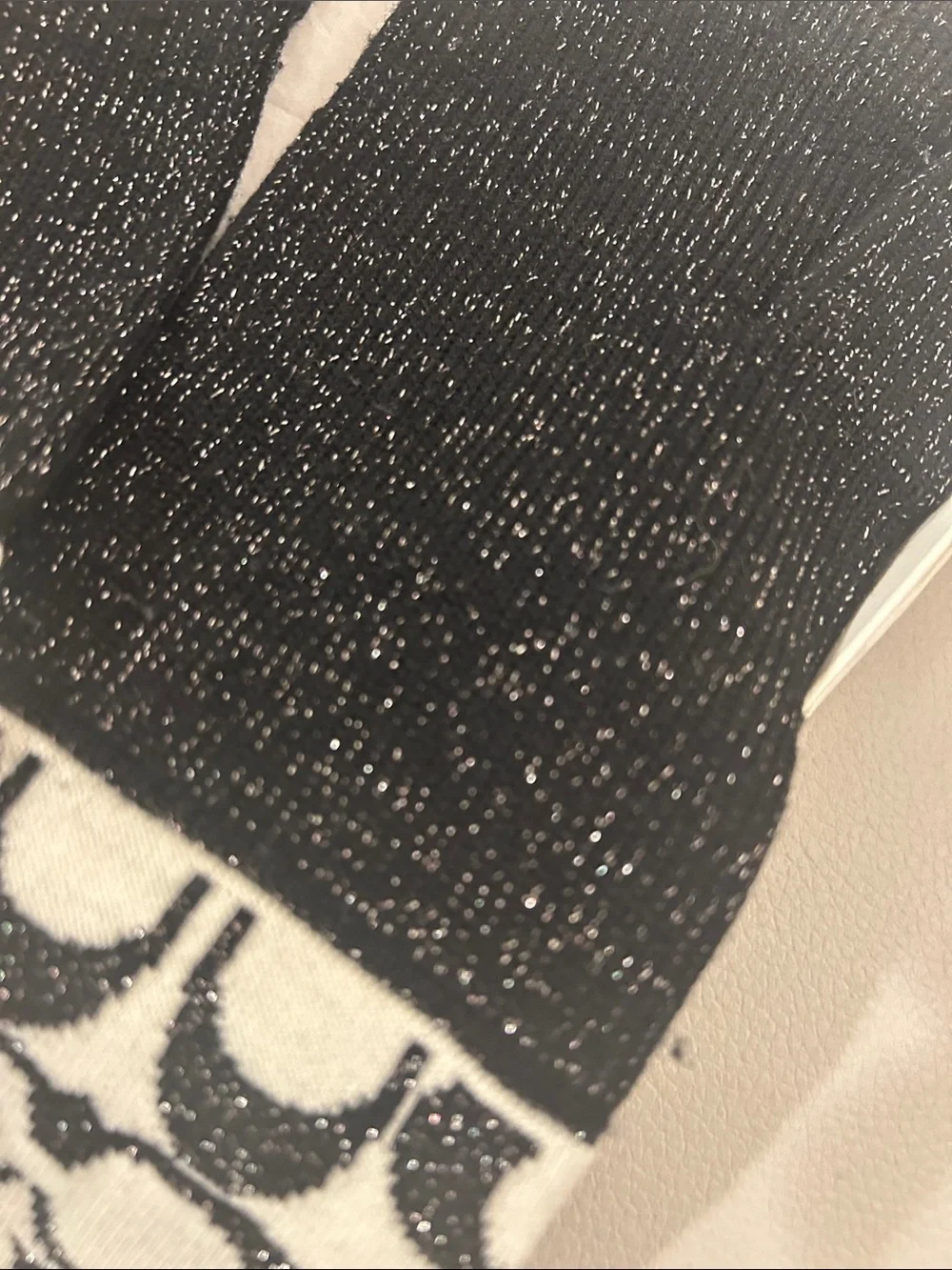 Coach Black Lurex Knit Gloves with Signature Pattern Cuffs - Picture 7 of 11